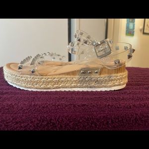Brand New Cushionaire clear studded platform sandals